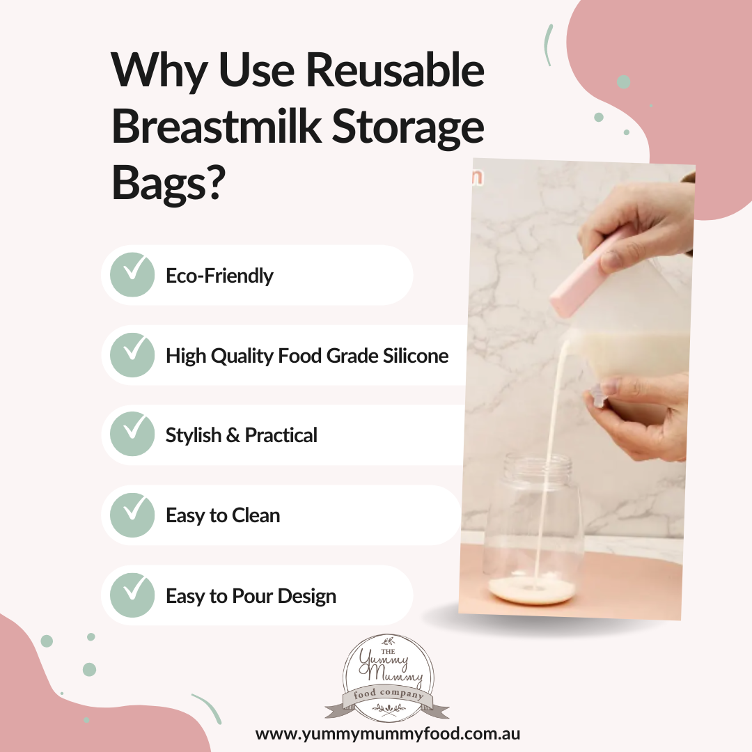 Nella Vosk Reusable Breastmilk Storage Bags (Pack of 5) – Eco-Friendly Silicone Breastmilk Storage