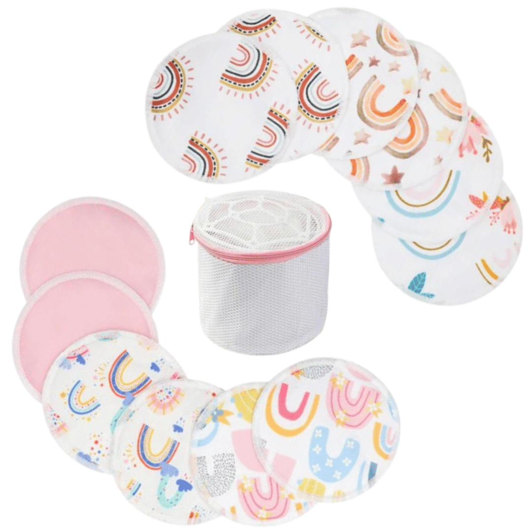 Nella Vosk Bamboo Nursing Pads – Reusable Breast Pads (Set of 14 + Laundry Bag)