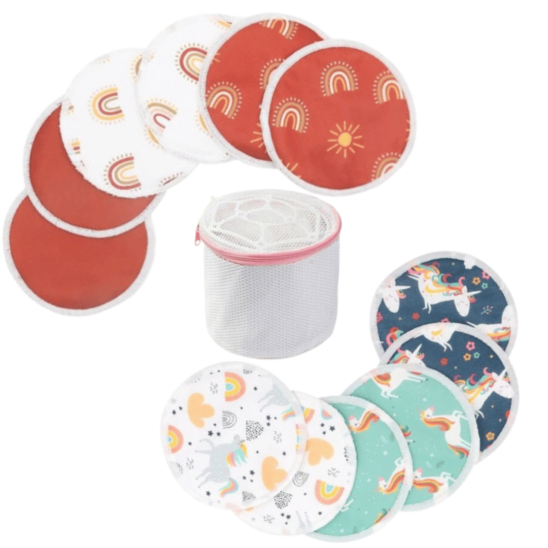 Nella Vosk Bamboo Nursing Pads – Reusable Breast Pads (Set of 14 + Laundry Bag)