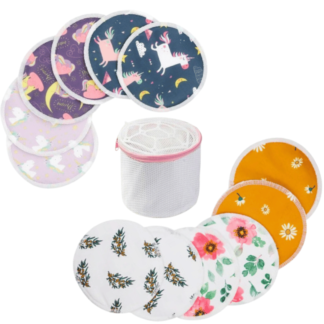 Nella Vosk Bamboo Nursing Pads – Reusable Breast Pads (Set of 14 + Laundry Bag)