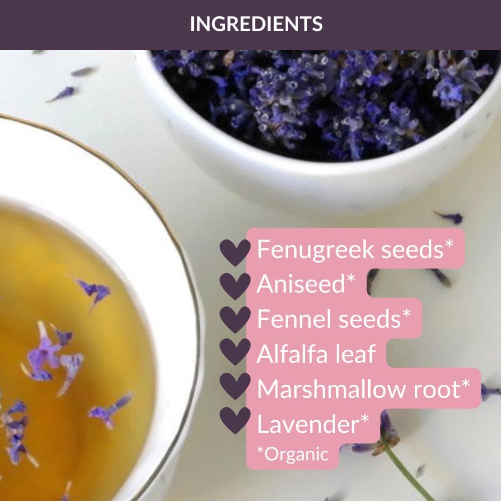 Nella Vosk Nourish Mama Lactation Tea – Lavender Lullaby Blend to Boost Milk Supply