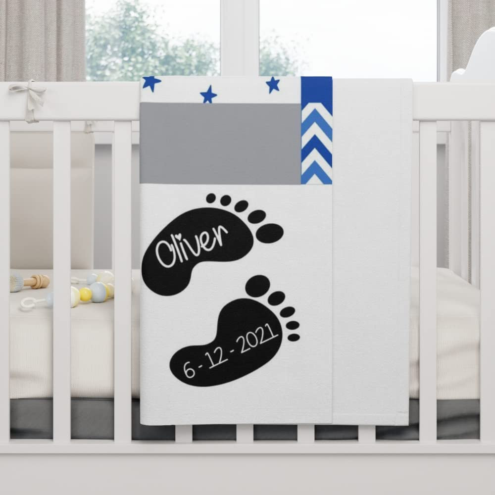 Bamboo Bubby Personalized Baby Blanket – Custom Newborn Gift with Name (Blue Star Design)