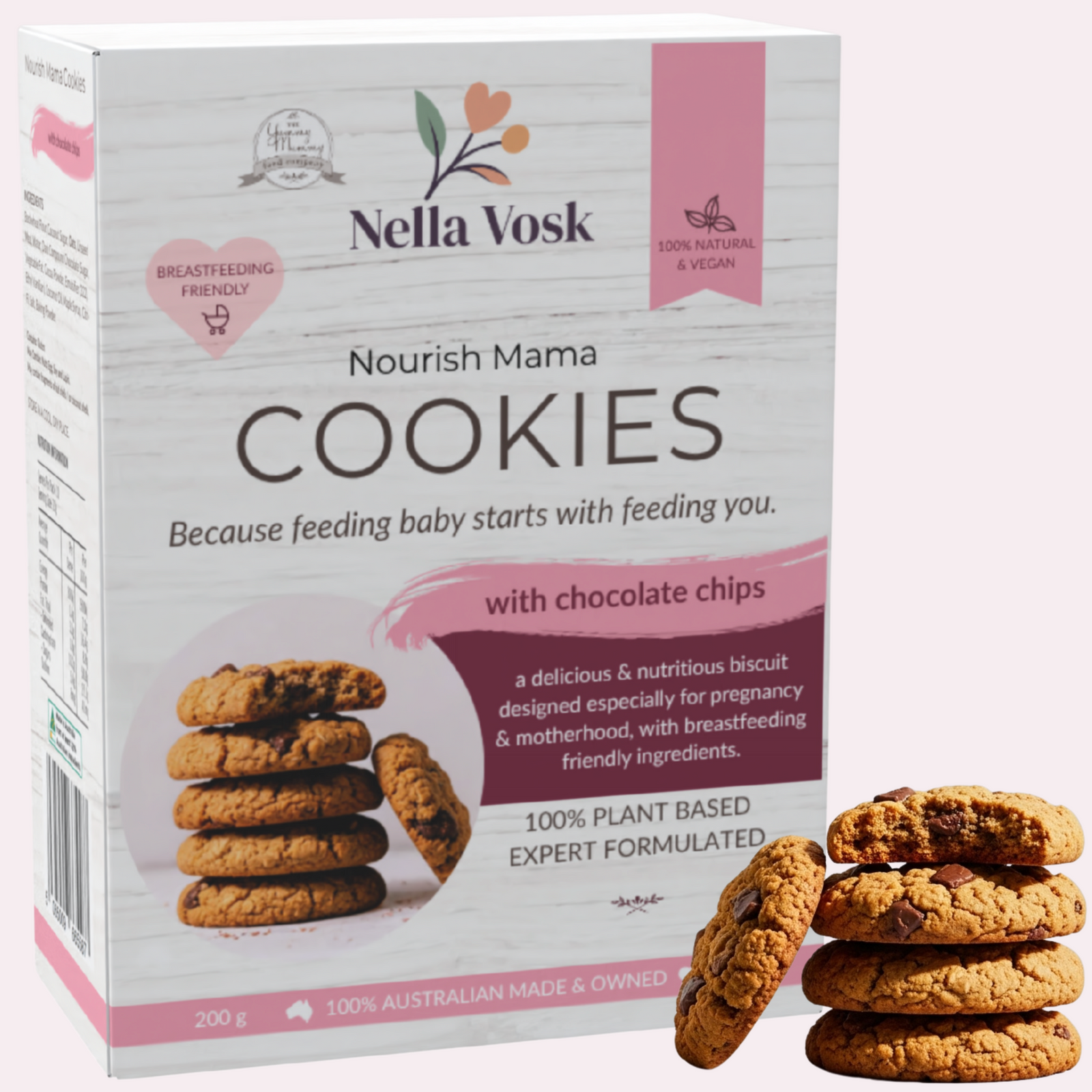 Nella Vosk Nourish Mama Lactation Cookies Choc Chip | Breastfeeding Support Snack