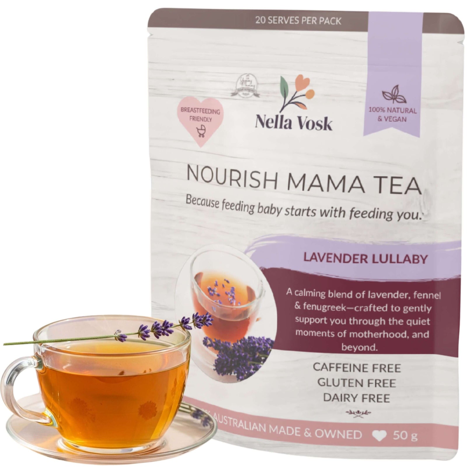 Nella Vosk Nourish Mama Lavender Lullaby Lactation Tea