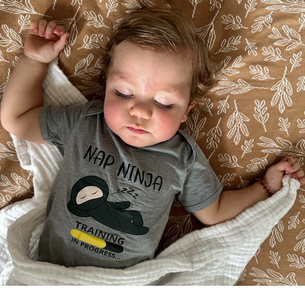 Bamboo Bubby Baby Bodysuit for Sensitive skin – Short Sleeve “Nap Ninja” Onesie | Eczema-Friendly Babywear