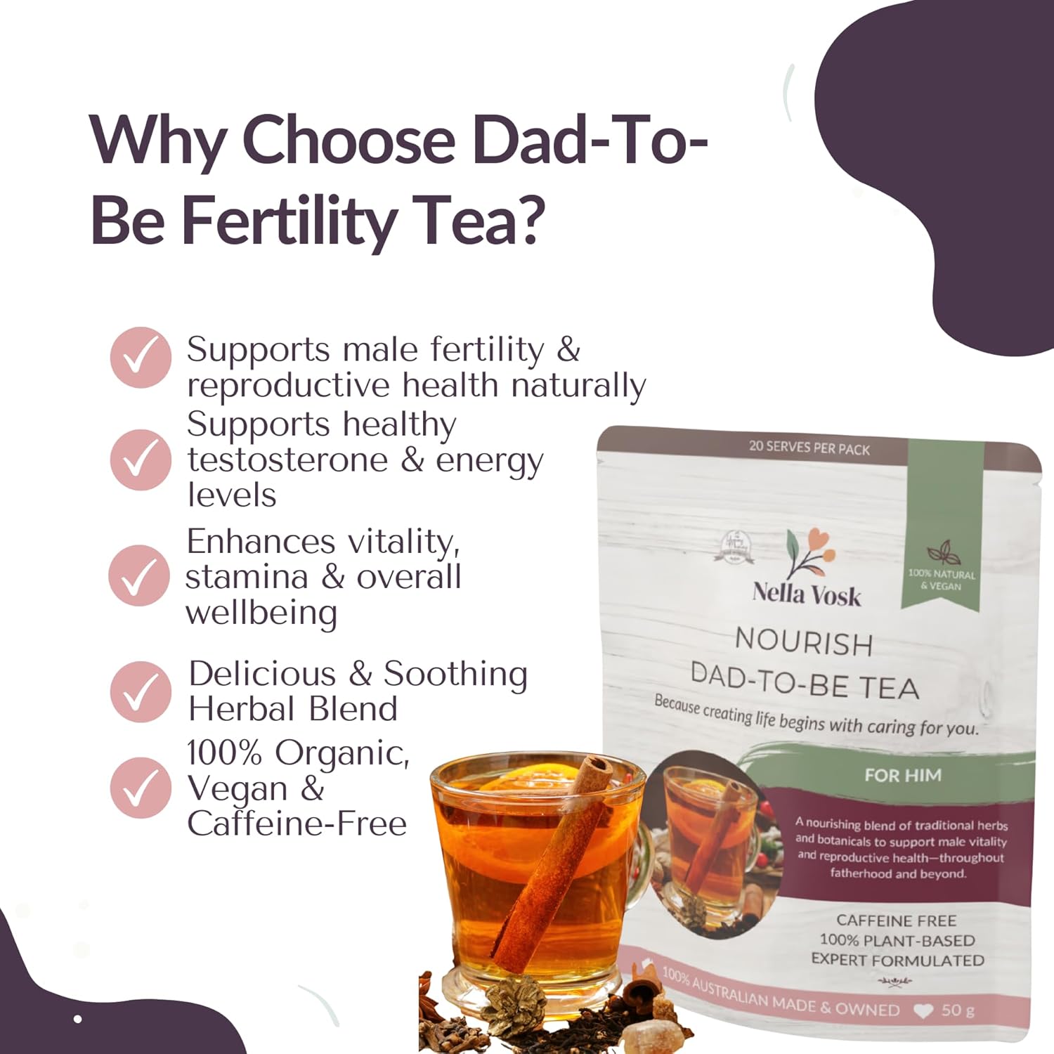Nella Vosk Nourish Dad-To-Be Fertility Tea