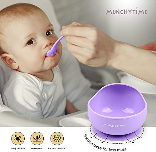 MunchyTime Silicone Bibs, Bowl with Suction & Spoons for Weaning
