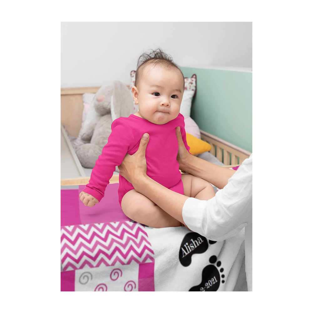 Bamboo Bubby Personalized Baby Blanket – Custom Newborn Gift with Name (Pink Heart Design)
