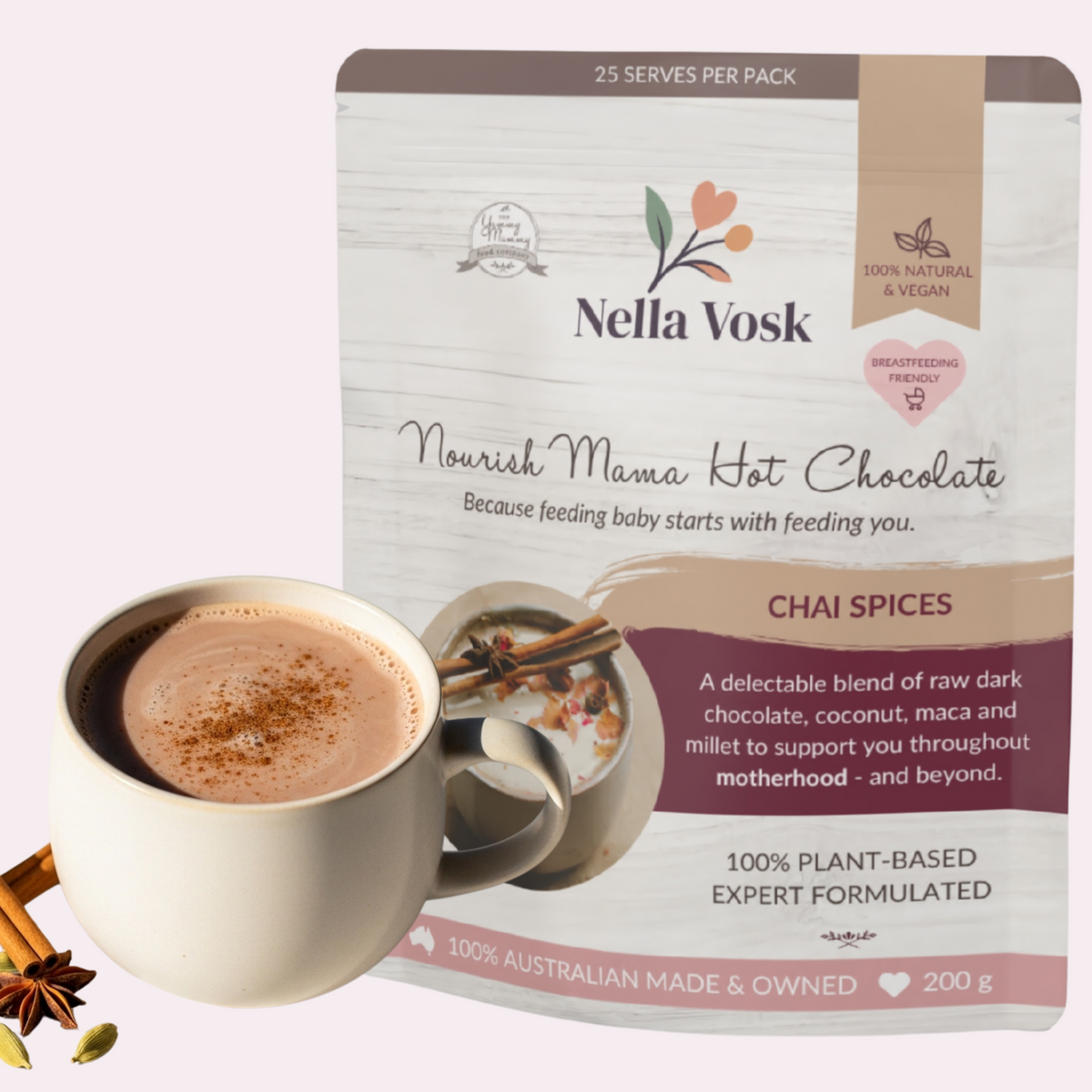 Nourish Mama Hot Chocolate - Chai Spices Lactation Support Blend