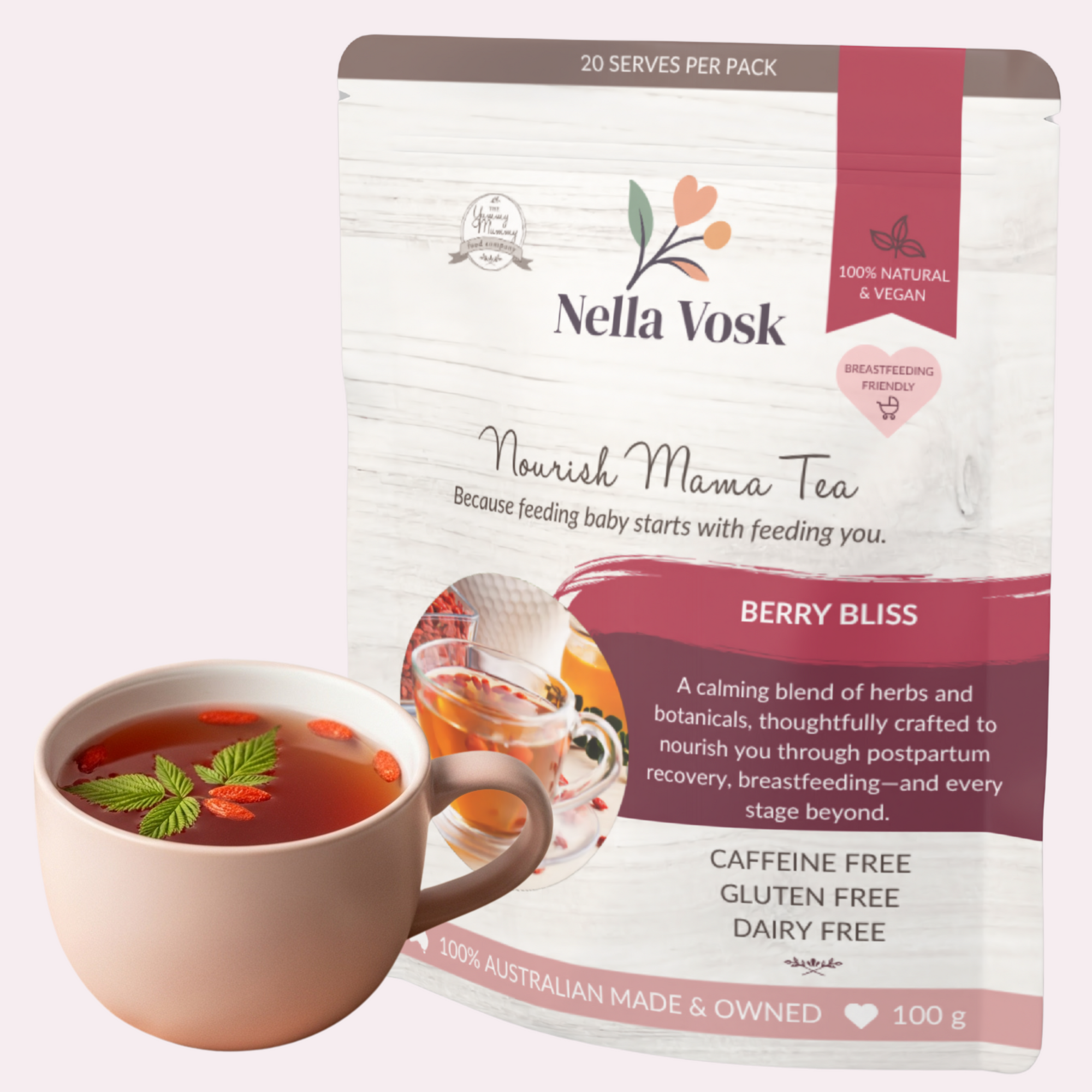 Nourish Mama Lactation Tea - Berry Bliss for Postpartum & Milk Supply