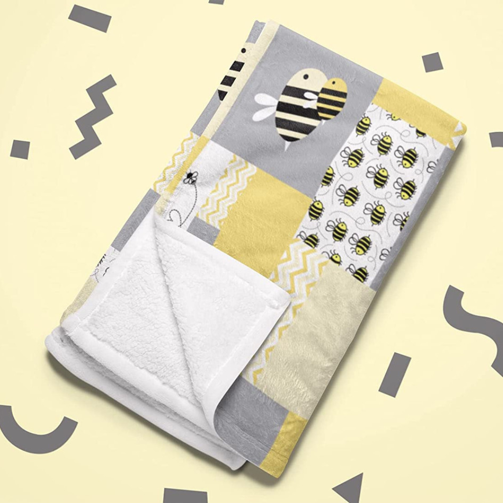 Bamboo Bubby Personalized Baby Blanket – Custom Newborn Gift with Name (Bumble Bee Design)