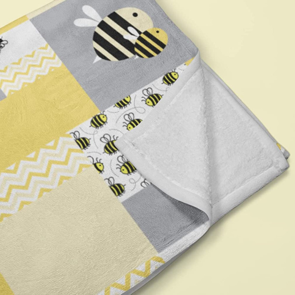 Bamboo Bubby Personalized Baby Blanket – Custom Newborn Gift with Name (Bumble Bee Design)