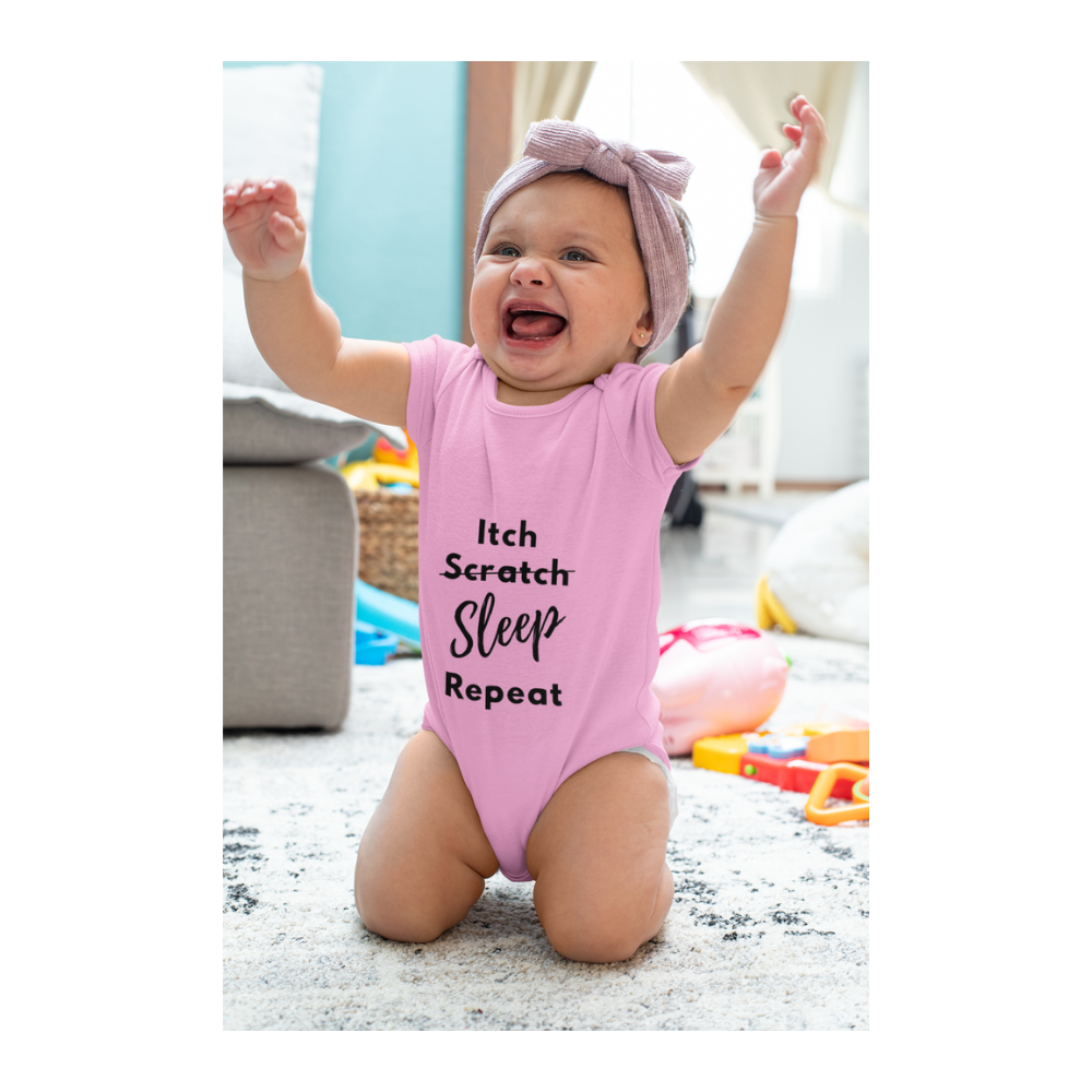 Short Sleeve Eczema Baby Bodysuit | Itch, Scratch, Sleep, Repeat