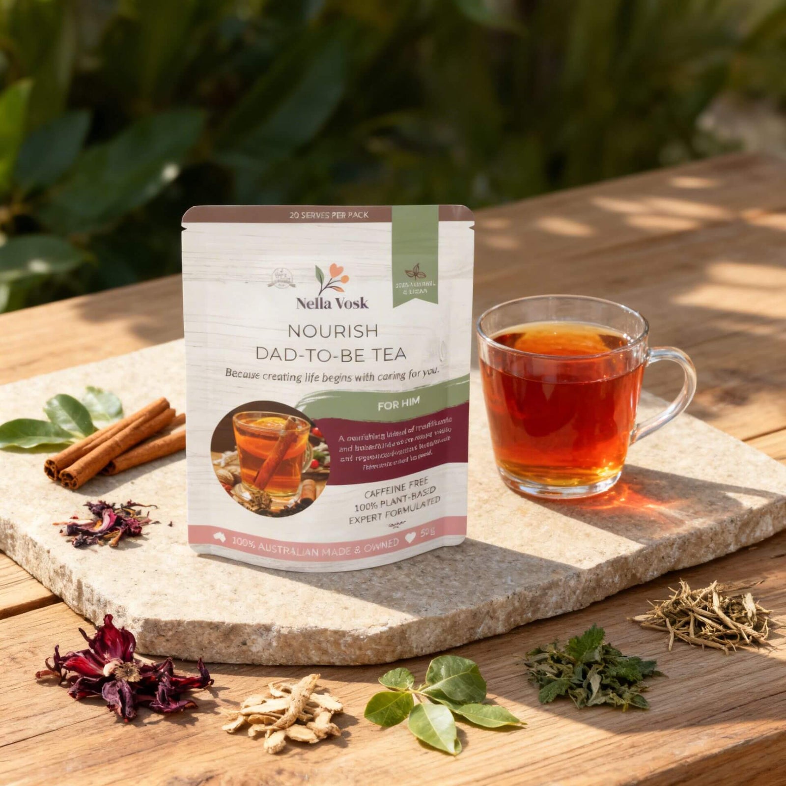 Nella Vosk Nourish Dad-To-Be Tea | Organic Pre-Pregnancy Herbal Blend | For Him