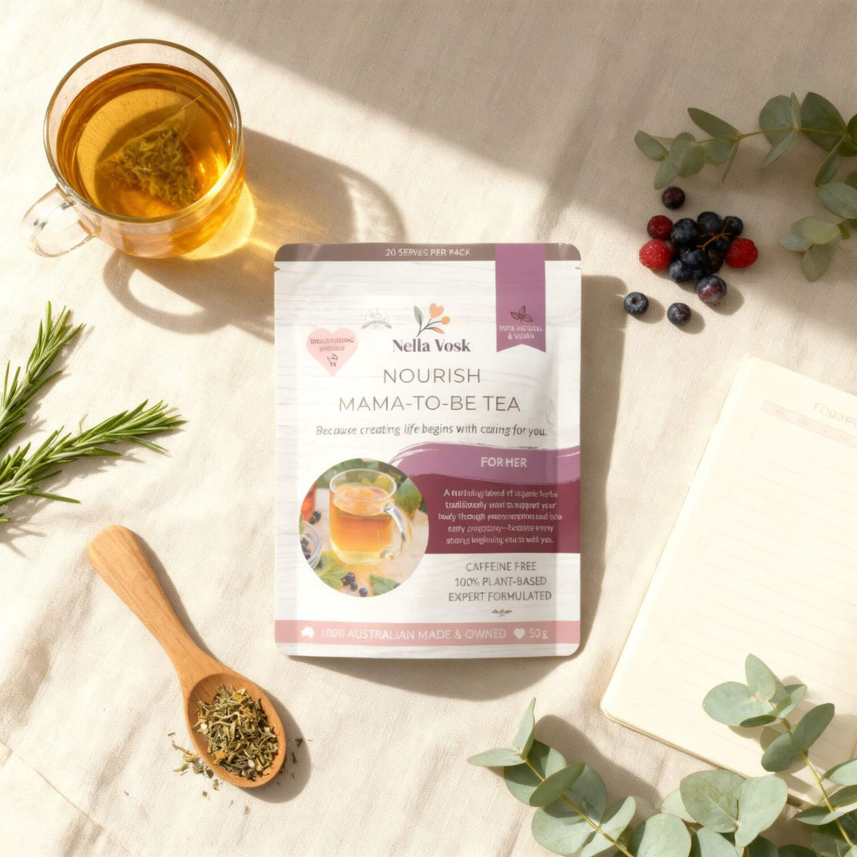 Nella Vosk Nourish Mama-To-Be Tea | Organic Pre-Pregnancy Herbal Blend | For Her