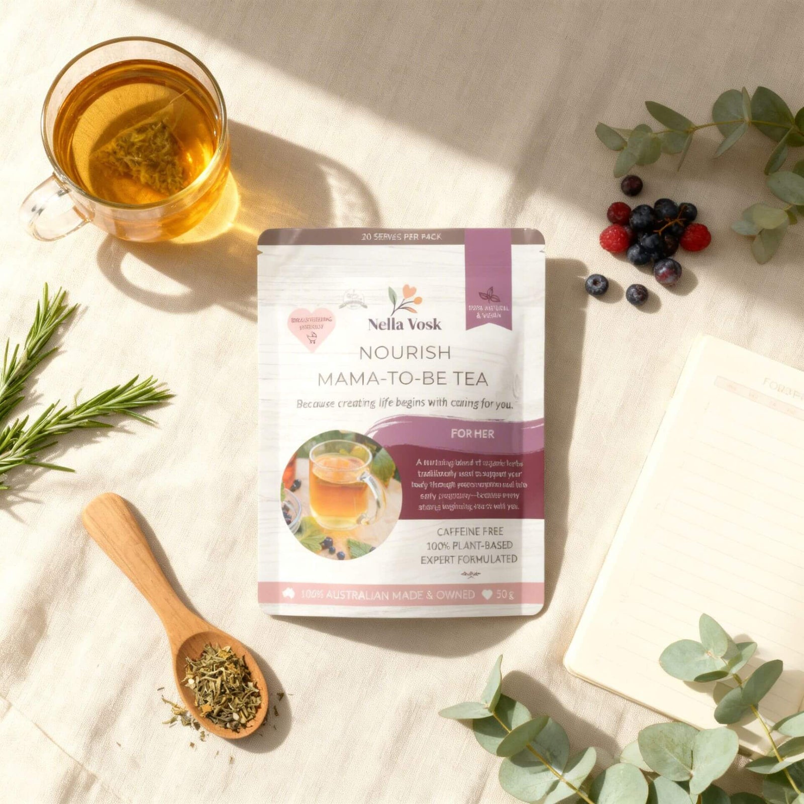 Nella Vosk Nourish Mama-To-Be Tea | Organic Pre-Pregnancy Herbal Blend | For Her