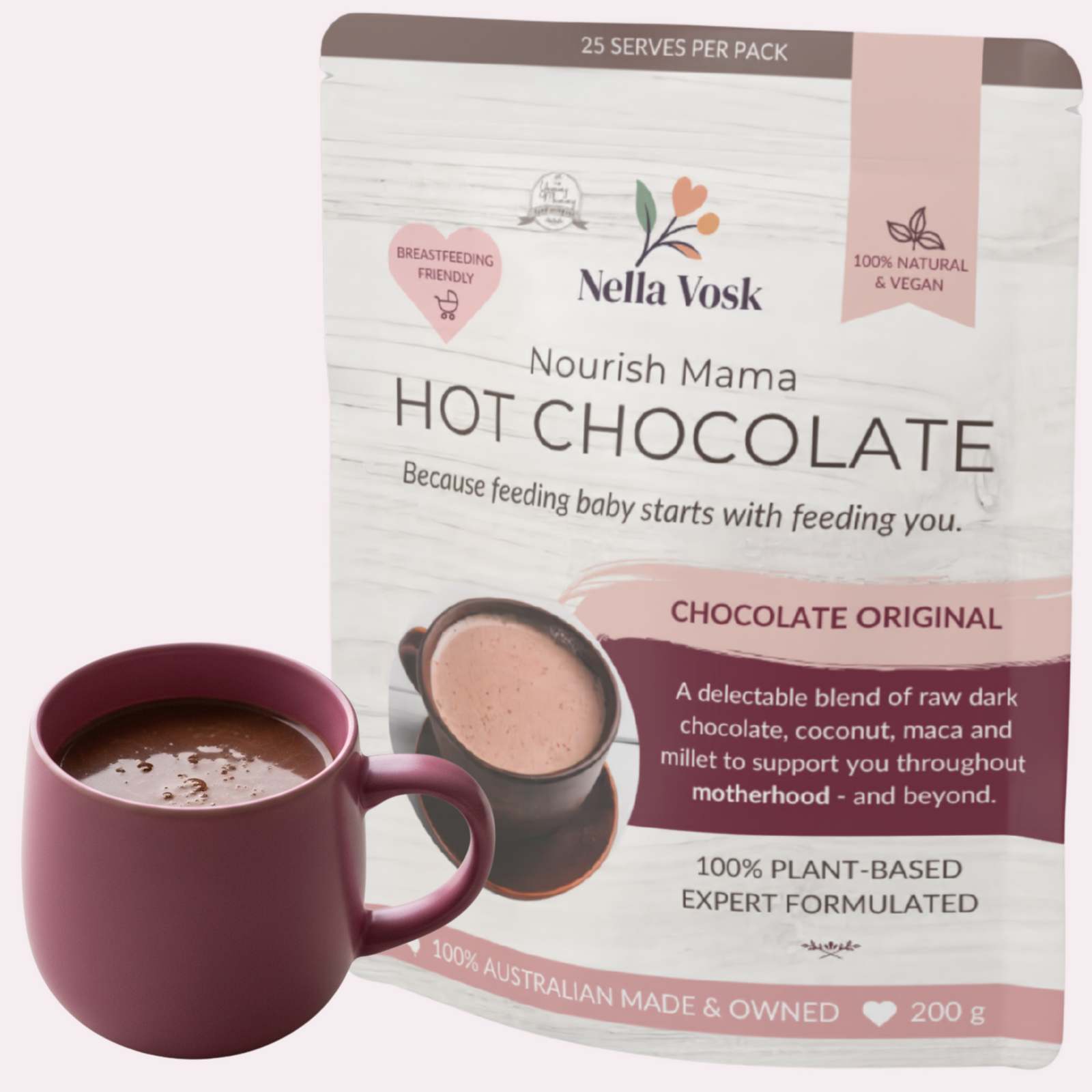Nella Vosk Nourish Mama Hot Chocolate – Original Lactation Support Blend