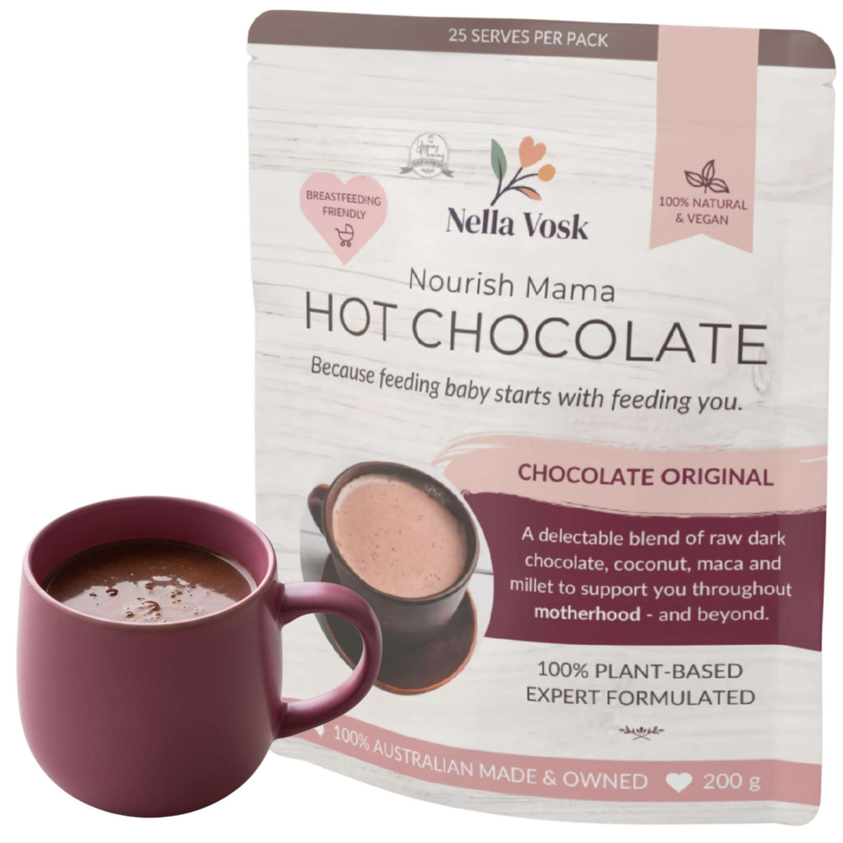 Lactation Hot Chocolate | Original Dairy-Free Blend | Organic Breastfeeding  Hot Chocolate | Nourish Mama