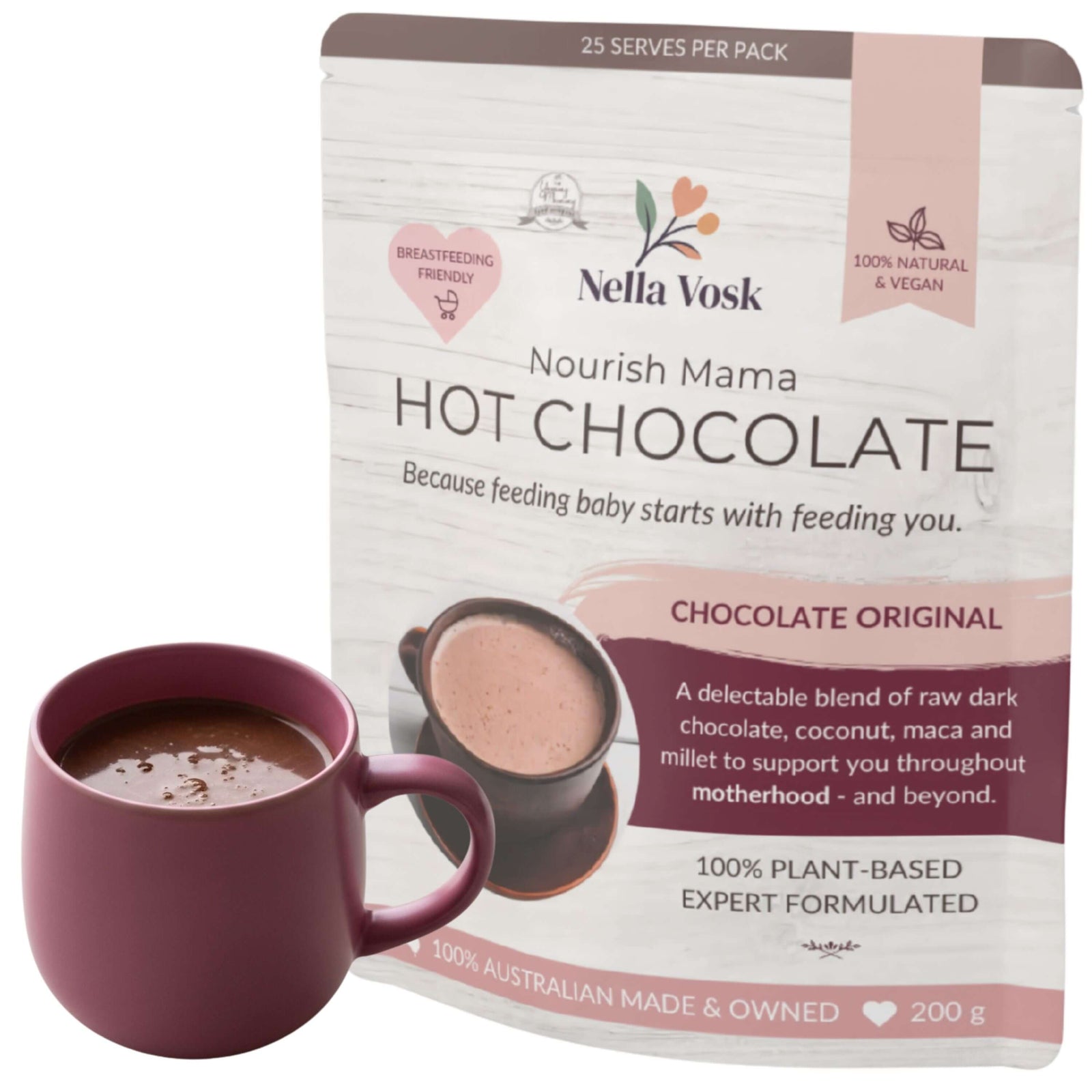 Lactation Hot Chocolate | Original Dairy-Free Blend | Organic Breastfeeding  Hot Chocolate | Nourish Mama