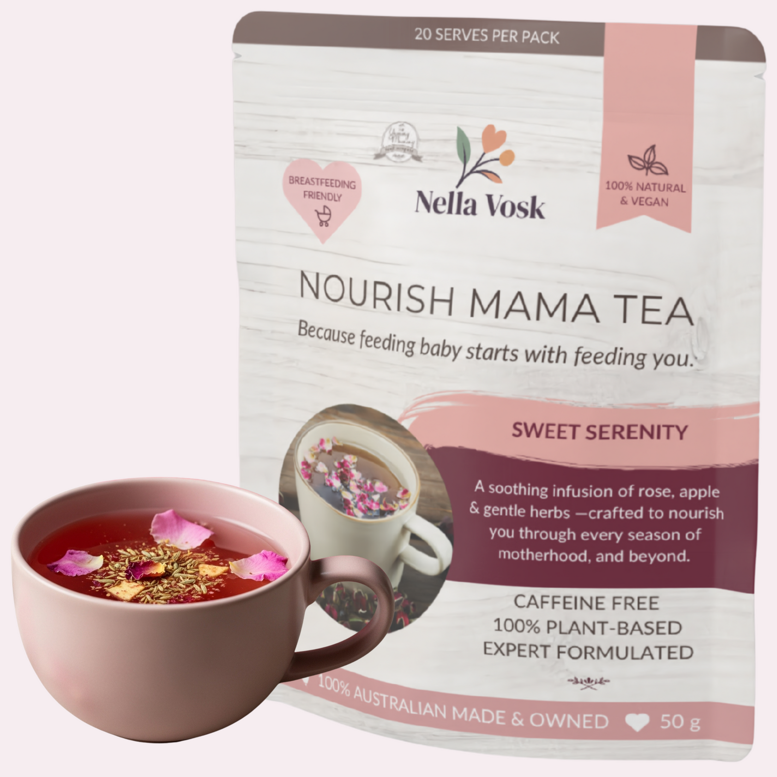 Nella Vosk Nourish Mama Lactation Tea – Sweet Serenity (Fenugreek-Free)