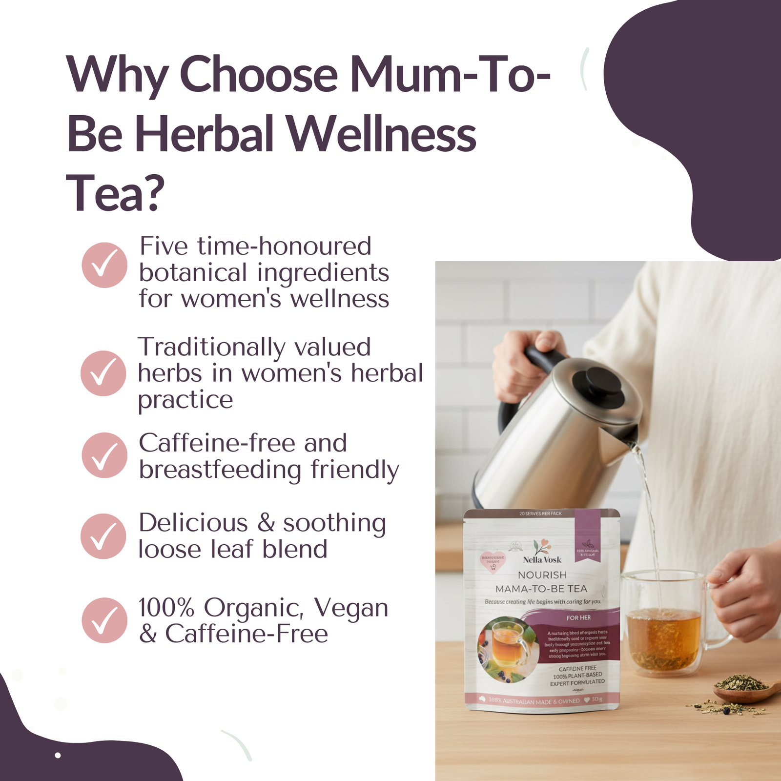 Nella Vosk Nourish Mama-To-Be Tea | Organic Pre-Pregnancy Herbal Blend | For Her