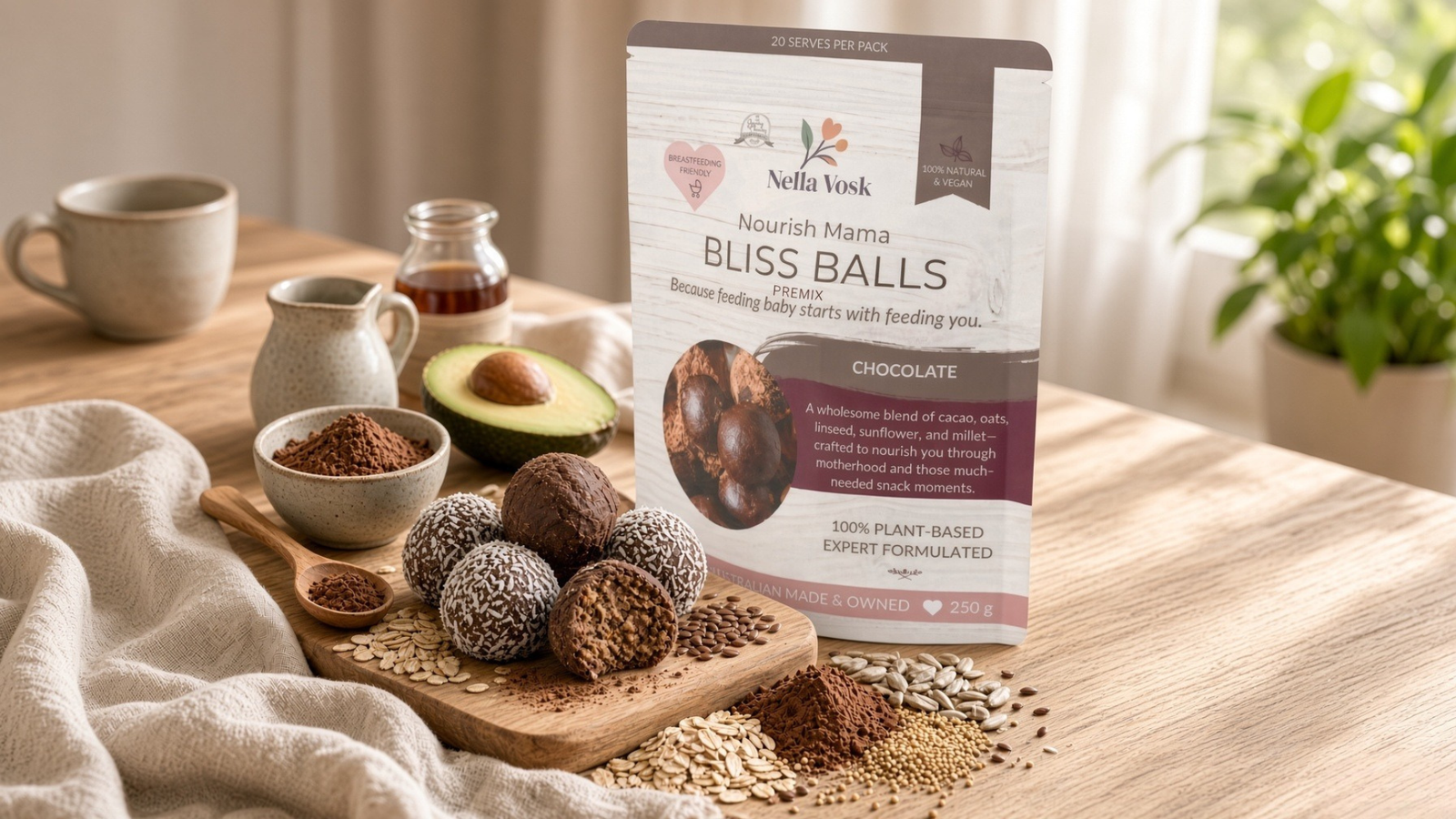 Nourish Mama Postpartum Pantry | Lactation Cookies + Bliss Balls + Hydration Powder