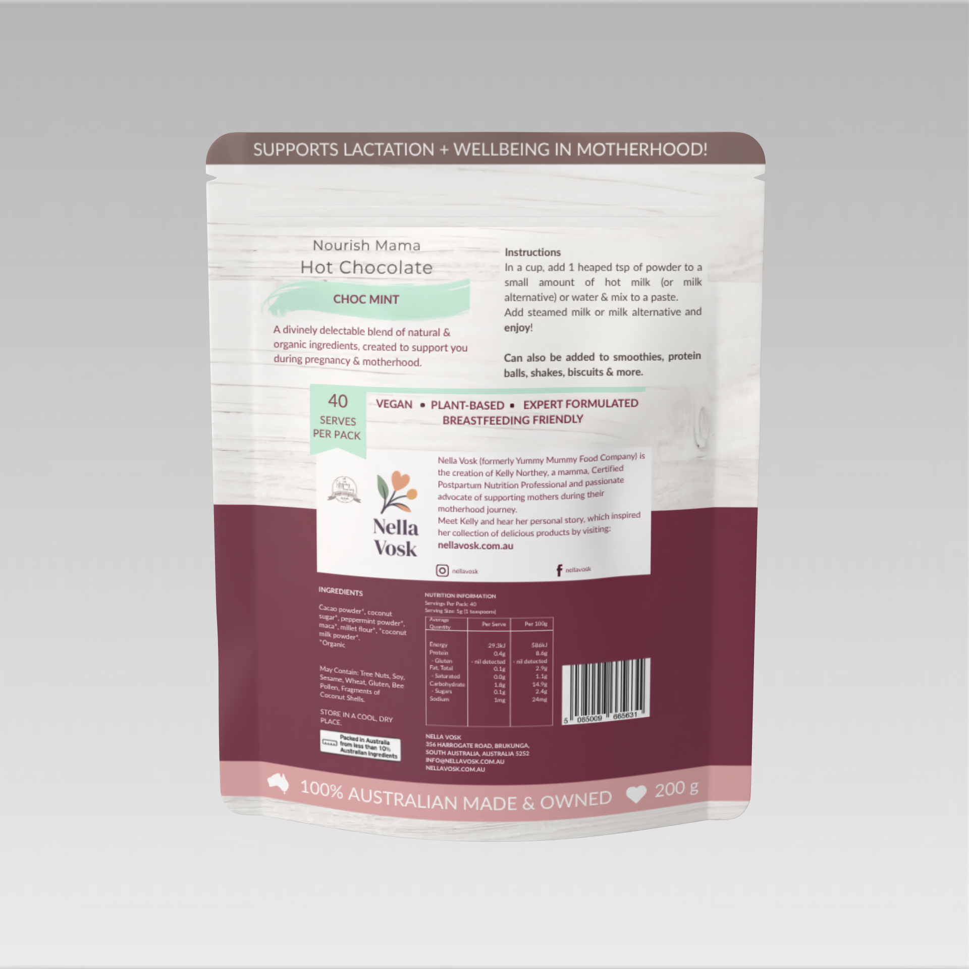 Nourish Mama Hot Chocolate - Choc Mint Lactation Support Blend