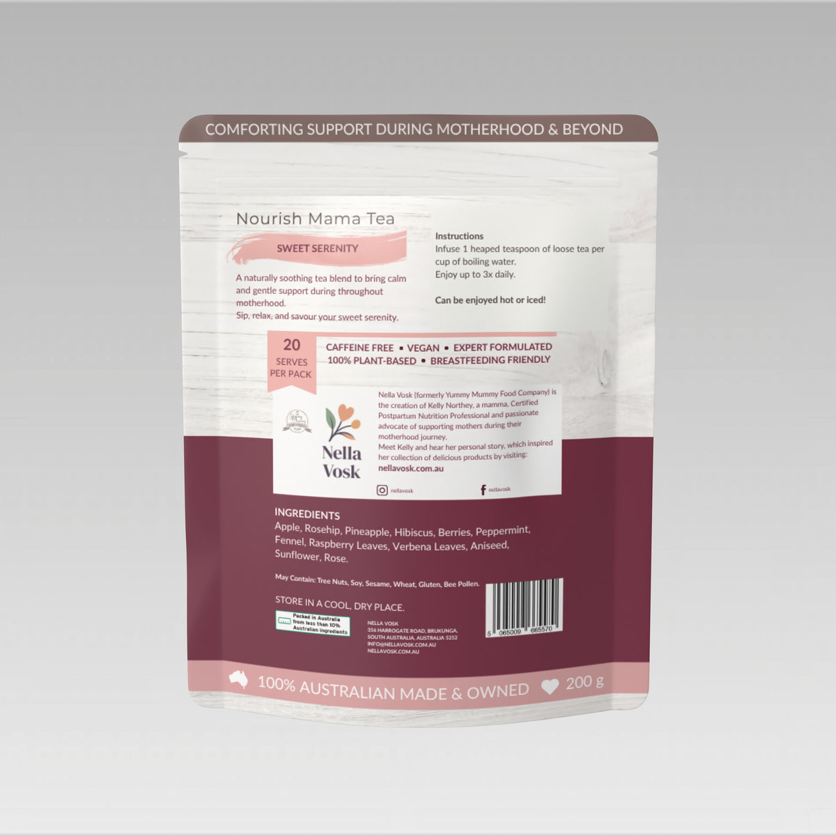 Nella Vosk Nourish Mama Lactation Tea – Sweet Serenity (Fenugreek-Free)