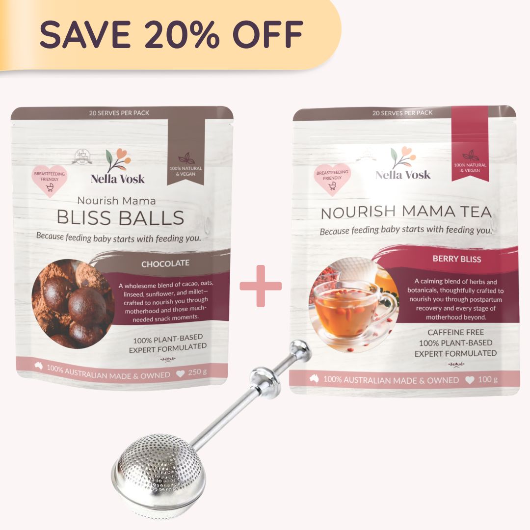 The Fourth Trimester Set - Postpartum Recovery Tea, Bliss Balls & Infuser