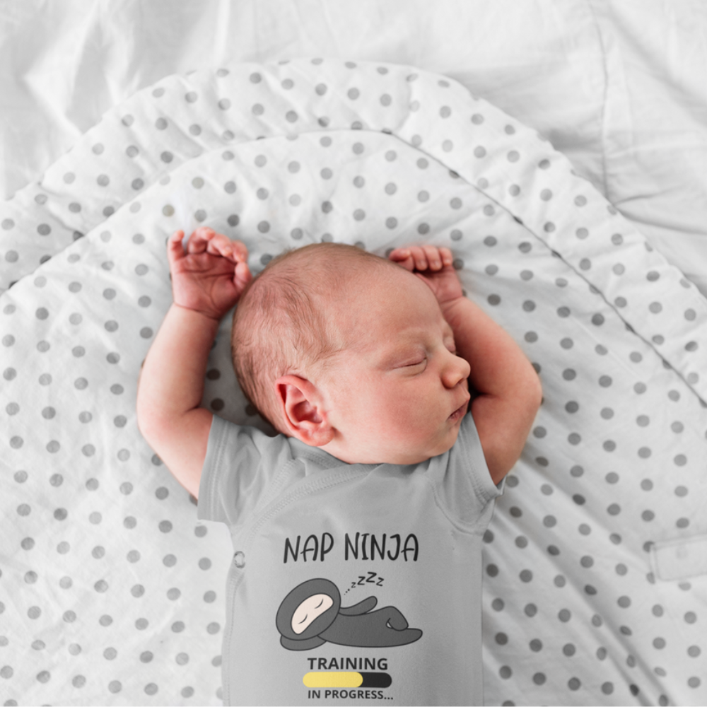 Bamboo Bubby Baby Bodysuit for Sensitive skin – Short Sleeve “Nap Ninja” Onesie | Eczema-Friendly Babywear