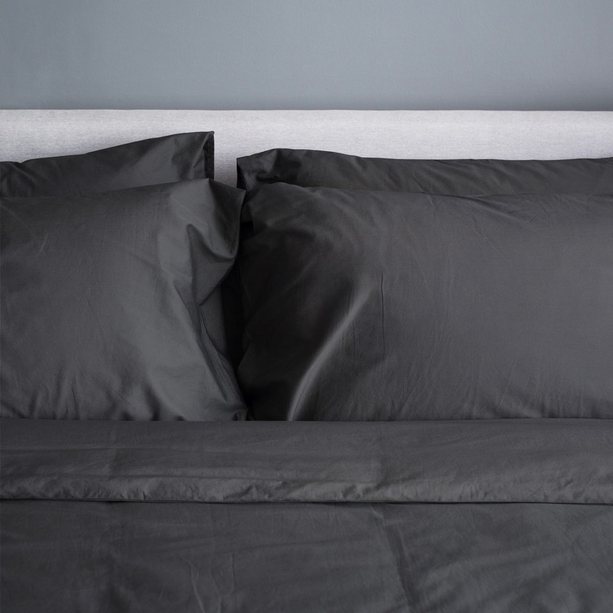organic bamboo quilt cover set - charcoal