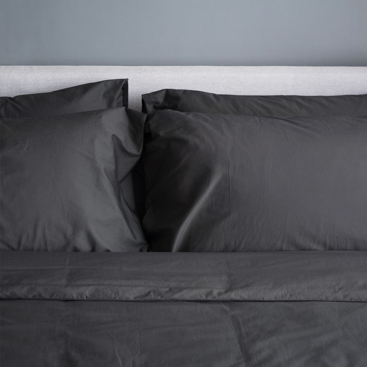 organic bamboo quilt cover set - charcoal