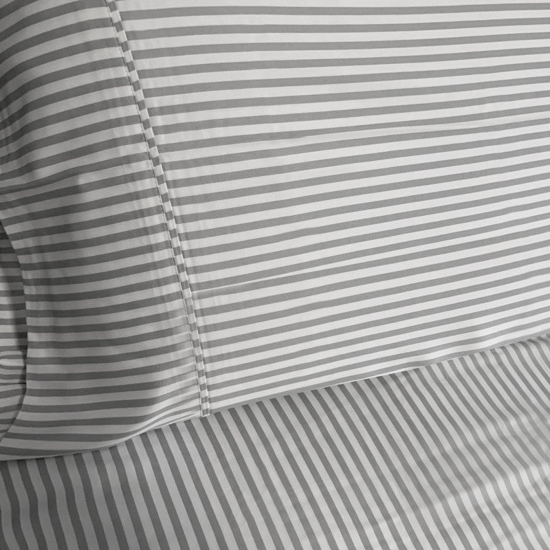 organic bamboo quilt cover set - striped dove grey