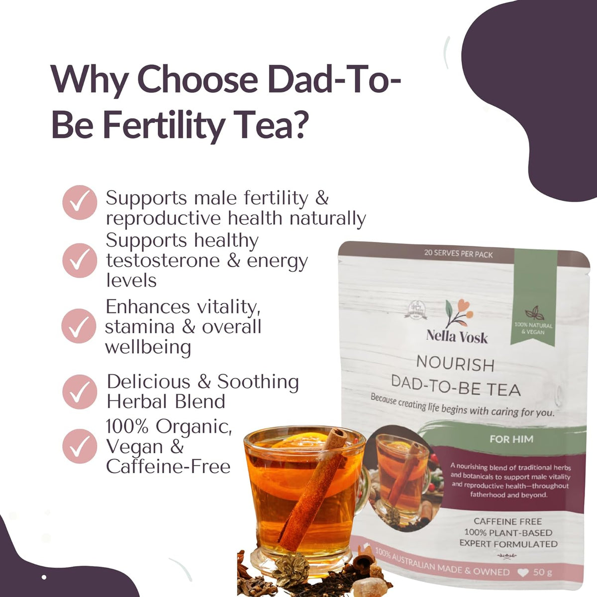 Nella Vosk Nourish Dad-To-Be Fertility Tea