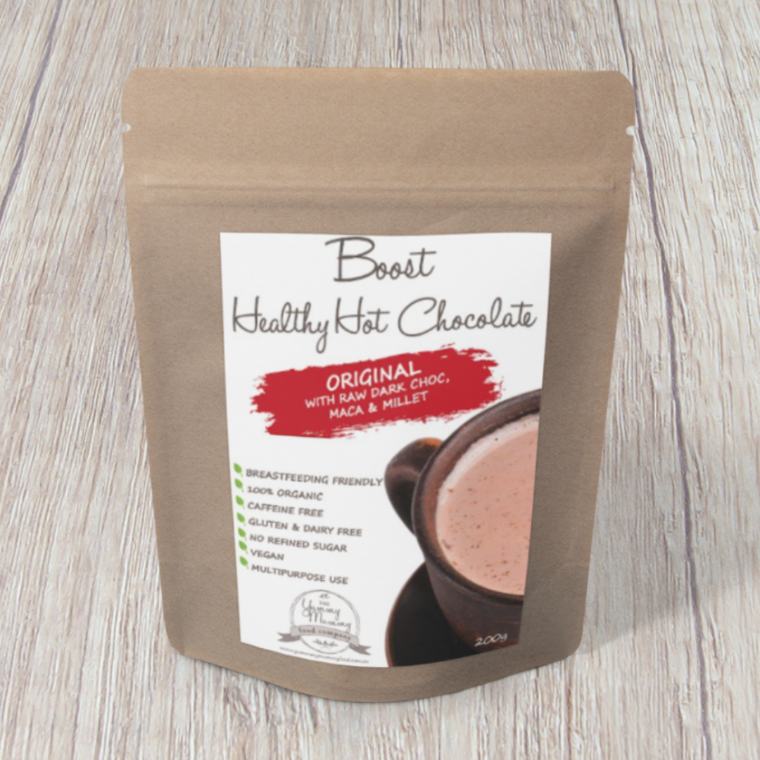 Healthy Lactation Hot Chocolate with Raw Dark Choc, Maca and Millet