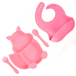 MunchyTime Squirrel Baby Feeding Set | Silicone Suction Plate, Bib,  Spoon & Fork | BLW Gift Set Australia | Nella Vosk - Blue
